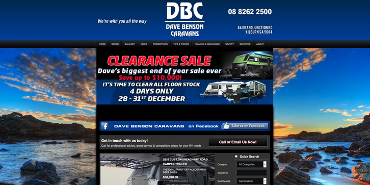 New Website Launched for Dave Benson Caravans!